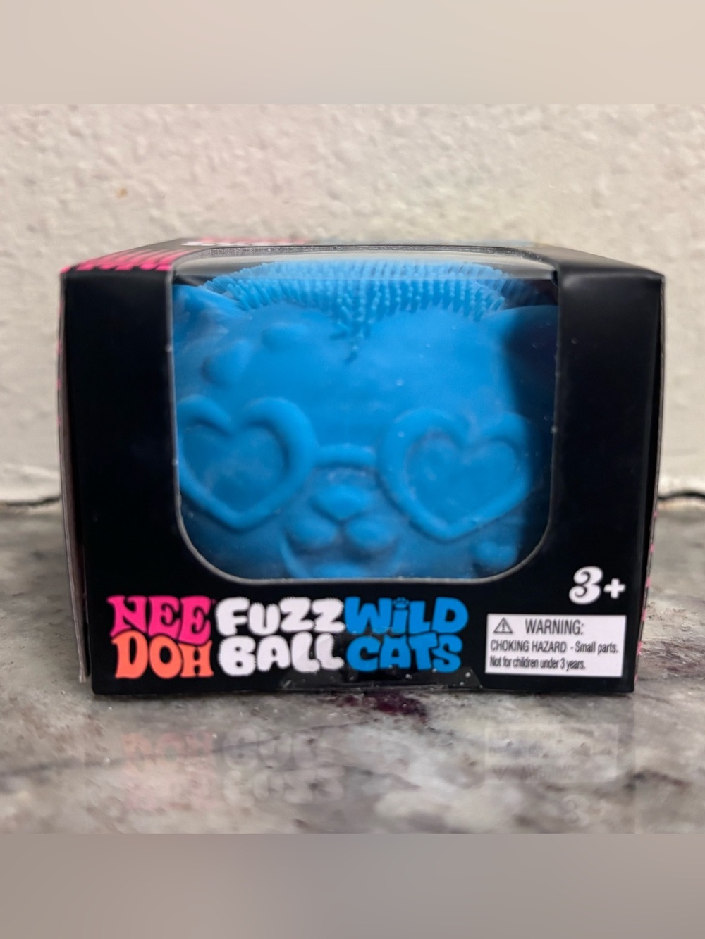 NeeDoh Fuzz Ball Wild Cats -Blue with Heart Glasses